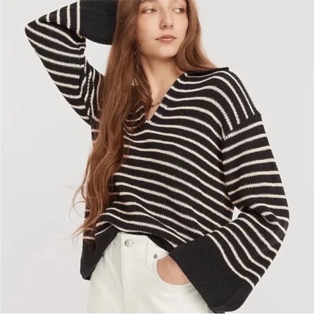 J CREW Cotton striped heavy knit sweater size xxs navy white